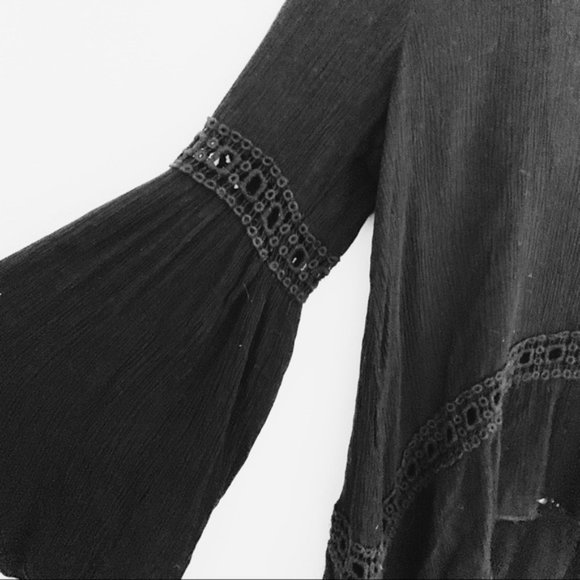 Patrons of Peace Bell Sleeve Open Back Boho Top - Picture 2 of 6